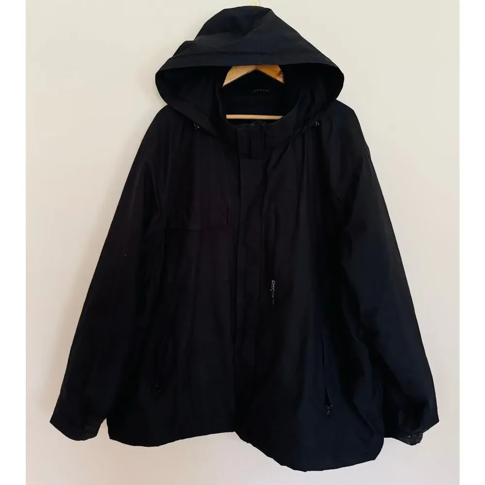 Swiss Tech Men Black Winter Cold Weather Utility Hooded Parka Jacket XXL 52 - 54